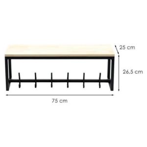 Obrazek Wieszak metalowy z półką drewnianą Loft 26,5x75x25 czarny