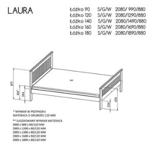 Obrazek Łóżko Laura 90 Antracyt