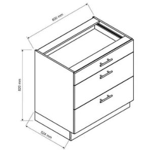 Obrazek Szafka Kuchenna Irma D80s/3 Jasny Szary Mat