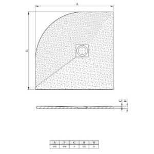 Obrazek Brodzik półokrągły Opal 90/90/2.6 biały