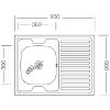 Obrazek Zlewozmywak stalowy jednokomorowy 800/600 N120 lewy plus syfon
