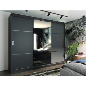 Obrazek Szafa Retro 200 3L grafit/ front czarny