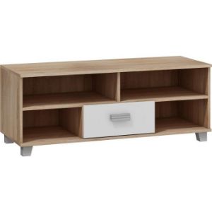 Obrazek Stolik RTV Solo (sonoma jasna/biały połysk)