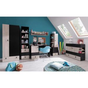 Obrazek Szafka Rtv Planet Pl10 Czarny/Dąb/Beż