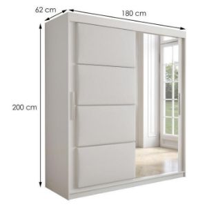 Obrazek Szafa Tapi 180 Biały/Ekoskóra Biała