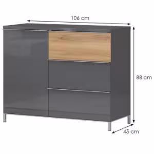 Obrazek Komoda 1d3s Onyx k13/on pacific walnut/anthracit