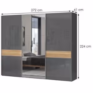 Obrazek Szafa 3d Onyx z lustrem pk281-og/on pacific walnut/a