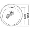 Obrazek Zlewozmywak stalowy jednokomorowy Rondo Ec146d Fi 510 Len plus Syfon