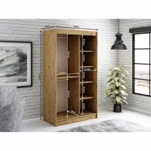 Obrazek Szafa Halifax T2 120 Dąb Artisan/Czarny/Lustro