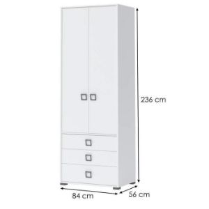 Obrazek Szafa 2D3S Kiki P23-BE/KI-15 white/white 