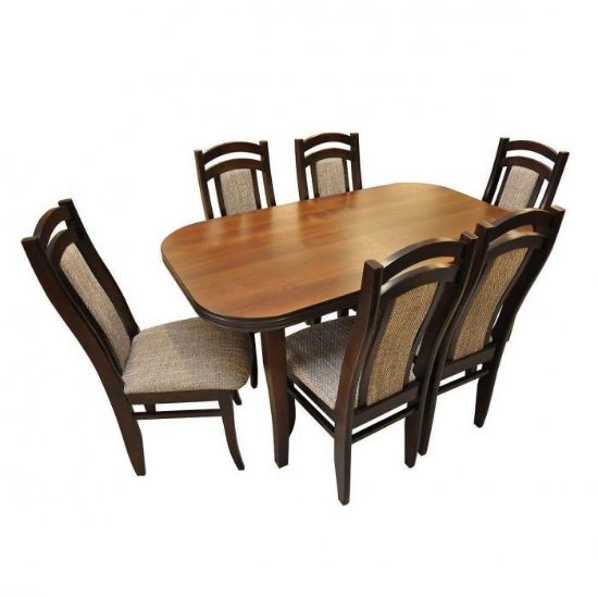 Obrazek Zestaw stół i krzesła Paweł 3 1+6 ST667 I KR755 orzech ekf cappuccino