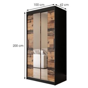 Obrazek Szafa Old Wood T1 100 Czarny/Old Style/Lustro