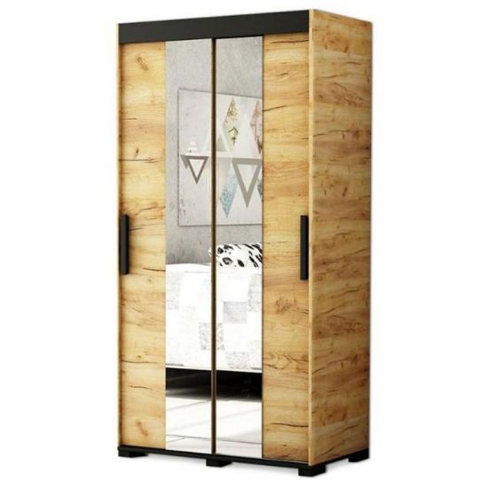 Obrazek Szafa Bergamo T1 150 Dąb Craft Złoty/Czarny/Lustro