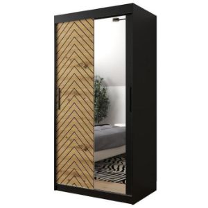 Obrazek Szafa Jodełka 2 100 Czarny/Dąb Artisan/Czarny