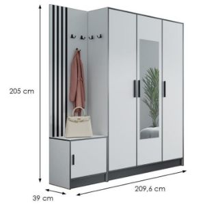 Obrazek Garderoba Roj PP53 + SDS53 + SZ3D biała 