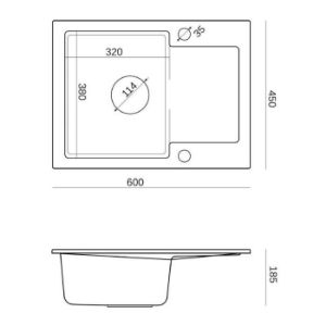 Obrazek Zlew Chrystian 116 600x450x185 szary 