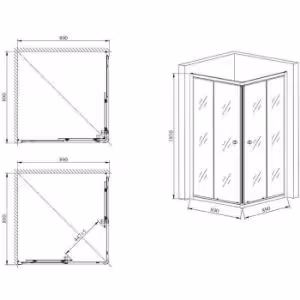 Obrazek Kabina natryskowa kwadratowa A1900F 90/90/185 grafit