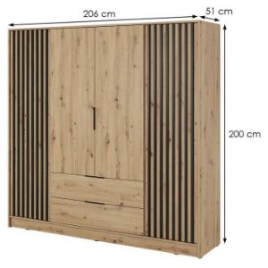 Obrazek Szafa Nelly 4d Artisan/Lamela Czarna