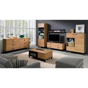 Obrazek Szafka wisząca 9 John dąb lefkas/czarny