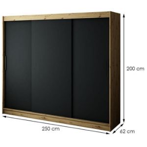 Obrazek Szafa Halifax T 250 Dąb Artisan/Czarny