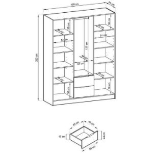 Obrazek Szafa Nelly 3d Lustro Szary/Lamela Artisan