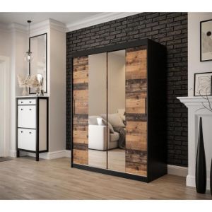 Obrazek Szafa Old Wood T2 100 Czarny/Old Style/Lustro