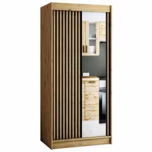 Obrazek Szafa Lamelo 2 100 Dąb Artisan/Czarny/Lustro