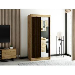 Obrazek Szafa Lamelo 2 100 Dąb Artisan/Czarny/Lustro