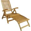 Obrazek Składany drewniany leżak z podłokietnikami