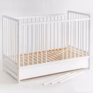 Obrazek Łóżeczko Cypi II Plus Szuflada+Materac Białe 