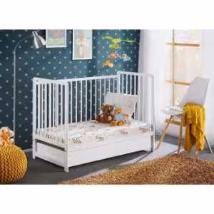 Obrazek Łóżeczko Cypi II Plus Szuflada+Materac Białe 