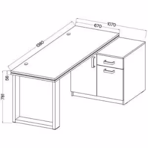 Obrazek Biurko Z Komodą Niską Malta Jasny Szary (Blat 56mm) Typ 140