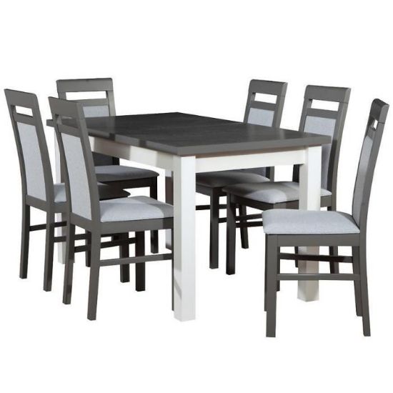 Obrazek Zestaw stół i krzesła Platon 1+6 st28 160x80+40 +W115 grafit/biały