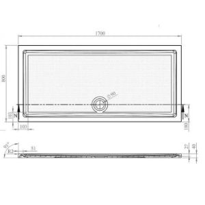 Obrazek Brodzik prostokątny Tek 170x80x4