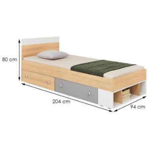 Obrazek Łóżko Pixel 90 PX14 dąb biszkoptowy/biały lux/szary