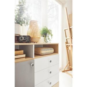 Obrazek Łóżko Pixel 90 PX14 dąb biszkoptowy/biały lux/szary