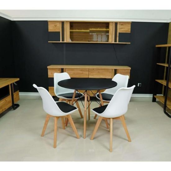 Obrazek Zestaw stół i krzesła Nel 1+4 czarny/biały