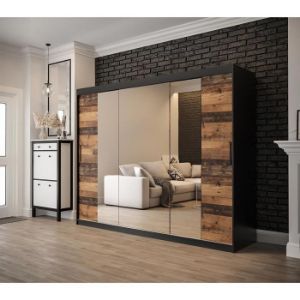 Obrazek Szafa Old Wood T2 250 Czarny/Old Style/Lustro