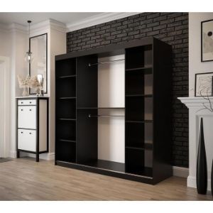 Obrazek Szafa Old Wood T2 200 Czarny/Old Style/Lustro