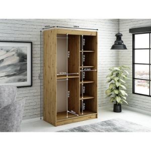 Obrazek Szafa Halifax V2 120 Dąb Artisan/Czarny/Lustro