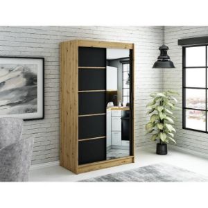 Obrazek Szafa Halifax V2 120 Dąb Artisan/Czarny/Lustro