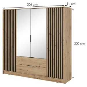 Obrazek Szafa Nelly 4d Lustro Artisan/Lamela Czarna