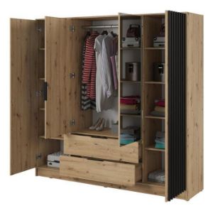 Obrazek Szafa Nelly 4d Lustro Artisan/Lamela Czarna