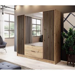 Obrazek Szafa Nelly 4d Lustro Artisan/Lamela Czarna