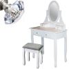 Obrazek Toaletka z lustrem i taboretem biała/srebrny