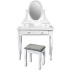 Obrazek Toaletka z lustrem i taboretem biała/srebrny
