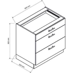 Obrazek Szafka Kuchenna Zoya D80s/3 Dąb Halifax/Biały