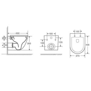 Obrazek Miska zawieszana bezkołnierzowa Dotto z deską w-o