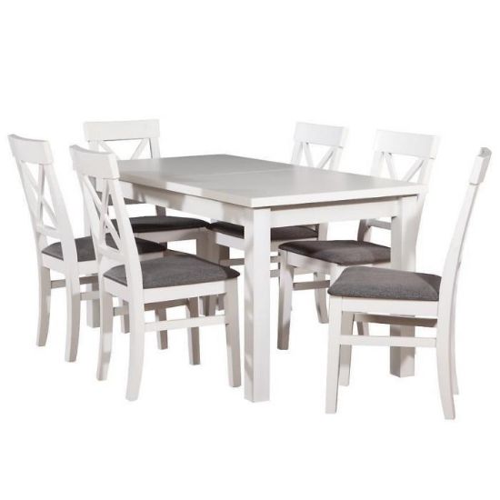 Obrazek Zestaw stół i krzesła Cyprian 1+6 ST28 160X80+40 + W31 biały