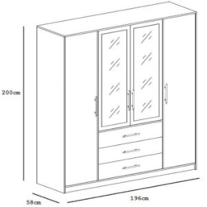 Obrazek Szafa Bali D4 Zgaszony Błękit/Lustro